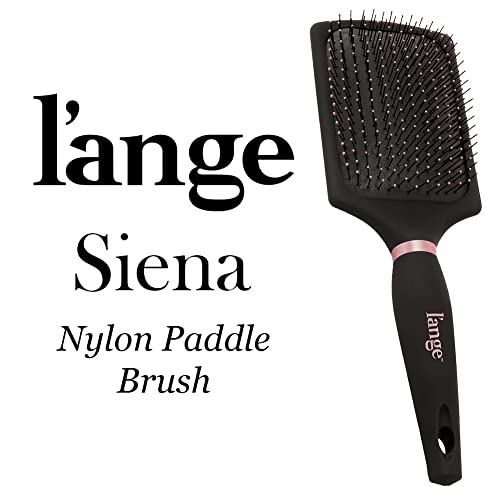 L’Ange Hair Siena Paddle Nylon Brush | עוזר לחתן ולנתק את כל סוגי השיער | זיפים בעלי עמידות לחום ניילון | שָׁחוֹר